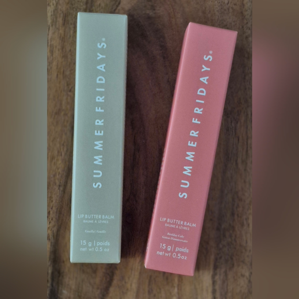 NEW Summer Fridays Lip Butter Balm Set - Vanilla & Birthday Cake - New In Box
